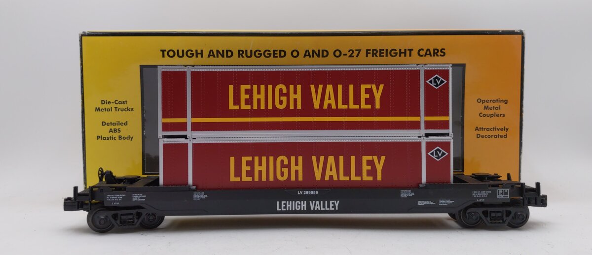 MTH 30-76284 O Gauge Lehigh Valley Husky Stack Car #289058