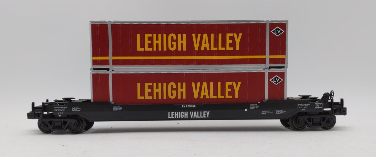 MTH 30-76284 O Gauge Lehigh Valley Husky Stack Car #289058