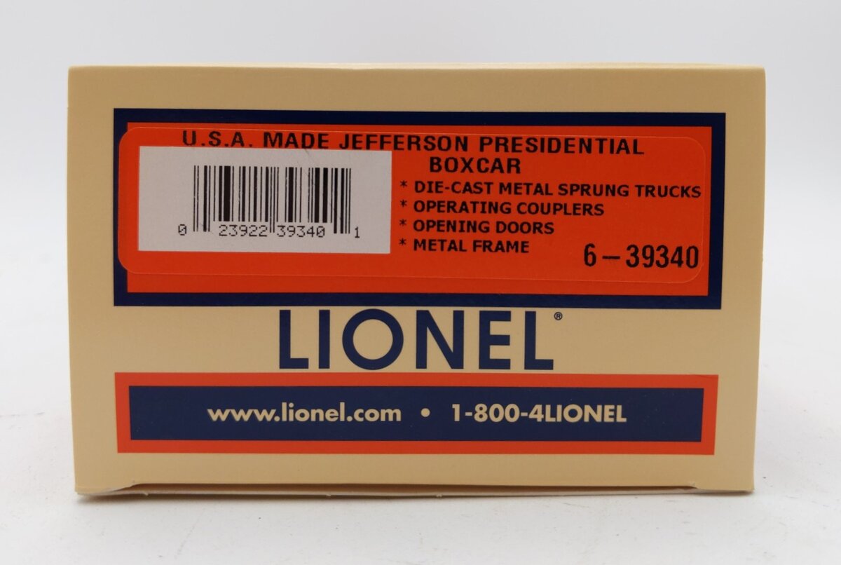 Lionel 6-39340 O Gauge U.S. Made Thomas Jefferson Presidential Boxcar
