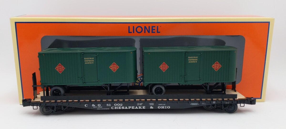 Lionel 6-27067 Chesapeake & Ohio REA Flatcar with Piggyback Trailers