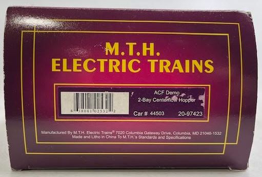 MTH 20-97423 O Gauge ACF Demo 2-Bay Centerflow Hopper #44503 LN/Box