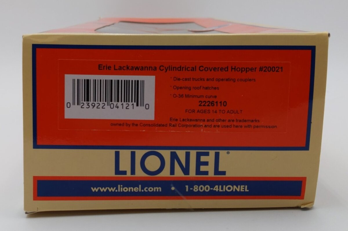 Lionel 2226110 O Erie Lackawanna Cylindrical Covered Hopper #20021