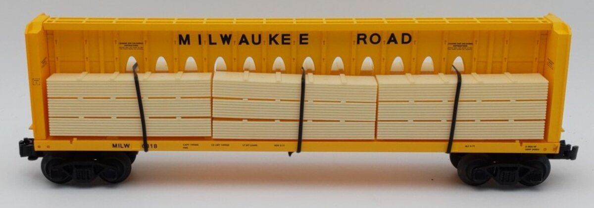 Lionel 2043052 O Milwaukee Road Standard Centerbeam Flatcar #6318