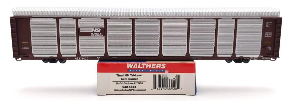 Walthers 932-4858 HO Scale NS Thrall 89' Tri-Level Auto Carrier #171430 LN/Box