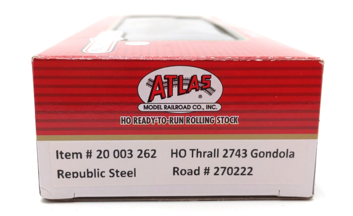 Atlas 20003262 HO Republic Steel Thrall Covered 2743 Gondola #270222