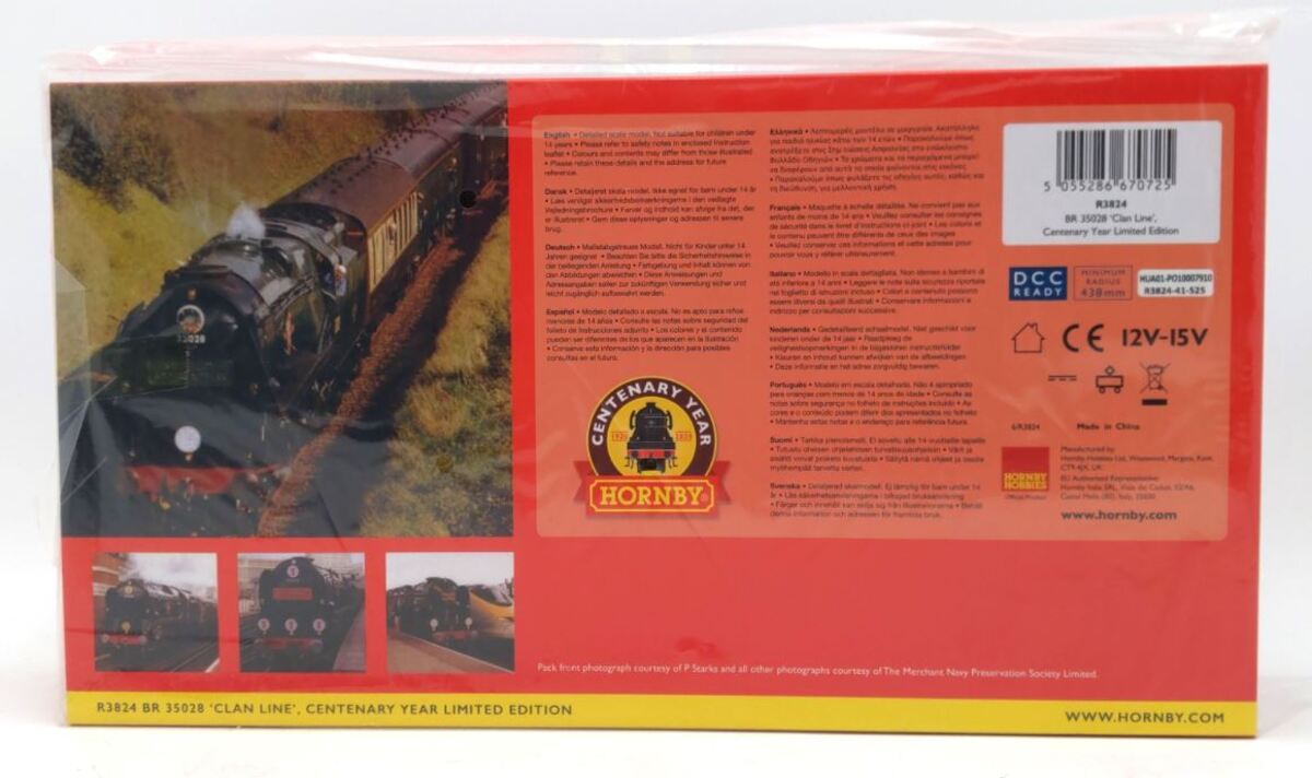 Hornby R3824 OO Scale 'Clan Line' BR 4-6-2 Class 8P Steam Locomotive #35028 MT/Box