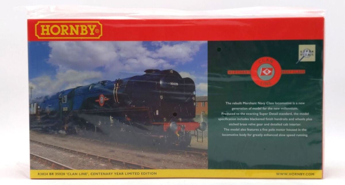 Hornby R3824 OO Scale 'Clan Line' BR 4-6-2 Class 8P Steam Locomotive #35028 MT/Box