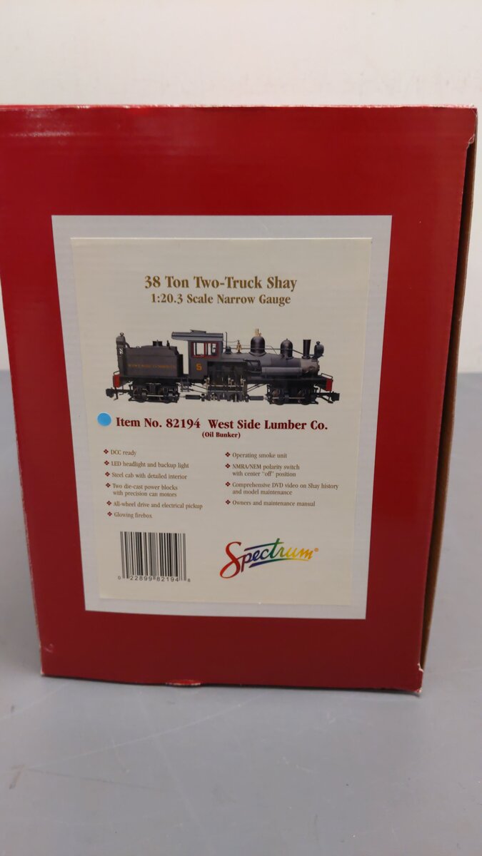 Bachmann 82194 West Side Lumber 38 Ton Two-Truck Shay EX/Box