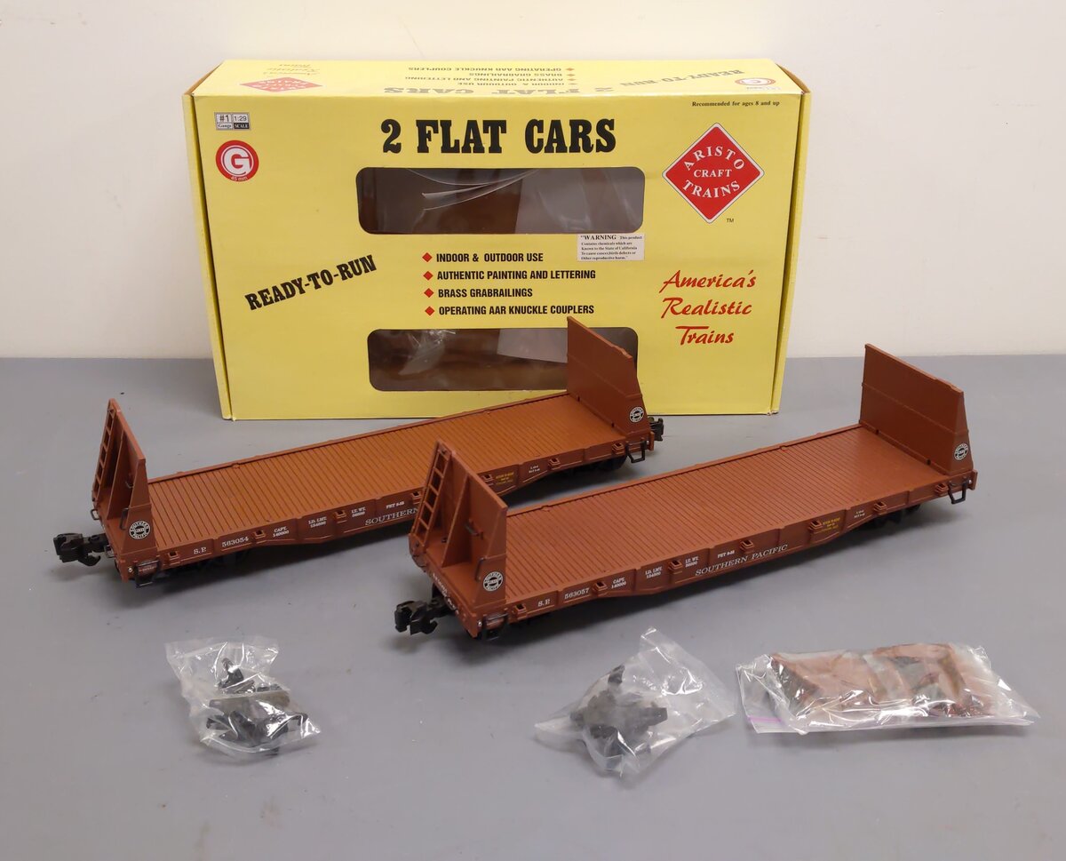 Aristo-Craft 46403T G Southern Pacific Bulkhead Flat Car - Plastic Wheels LN/Box