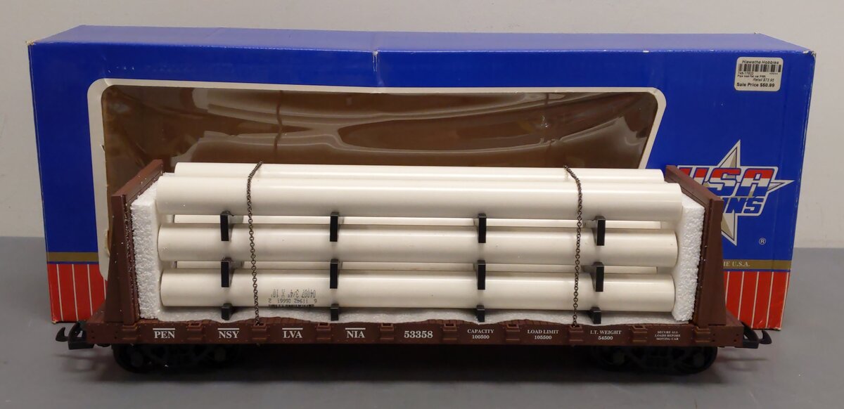 USA Trains R17603 G Pennsylvania Pipe Load Flat Car #53358