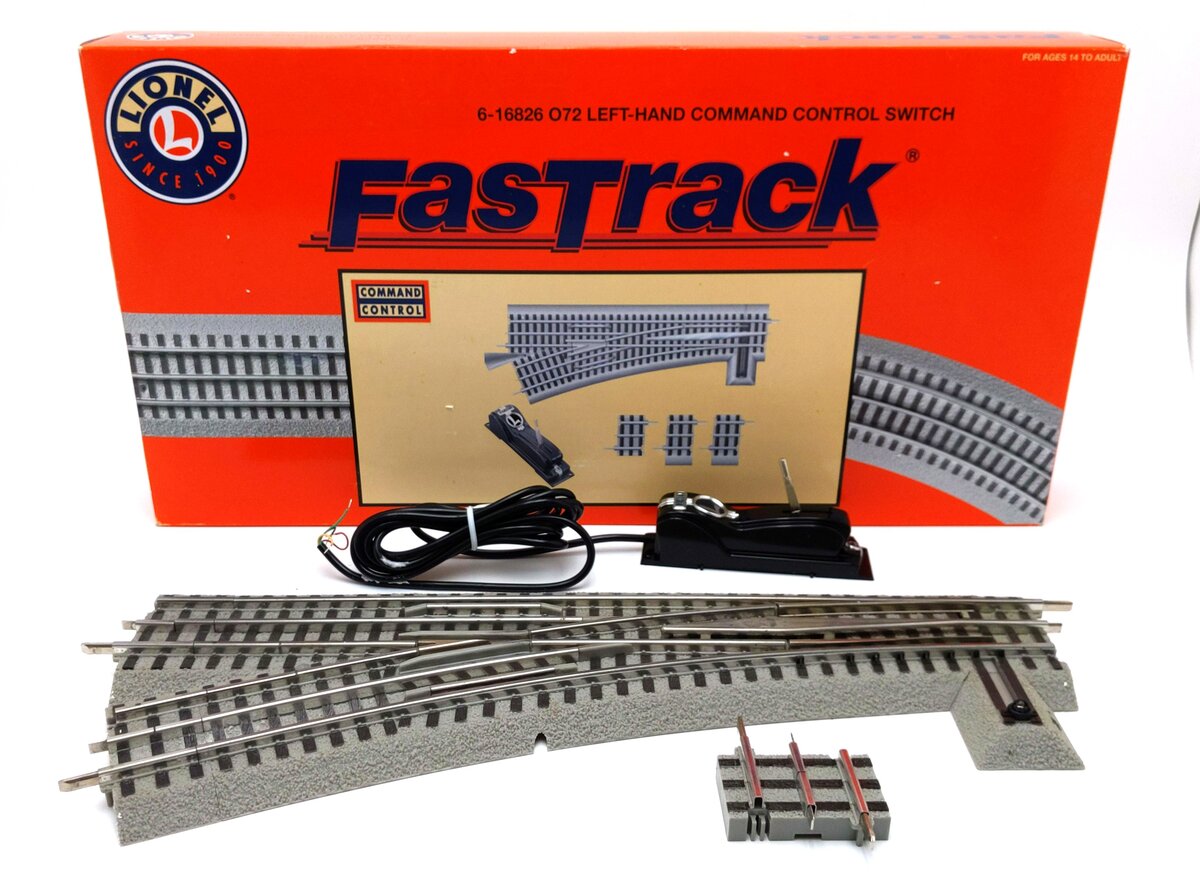 Lionel 6-16826 O72 FasTrack Command Control Left Hand Switch Turnout EX/Box