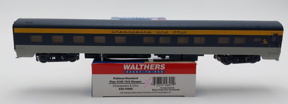 Walthers 932-15402 HO Chesapeake & Ohio 85' Pullman-Standard 10-6 Sleeper