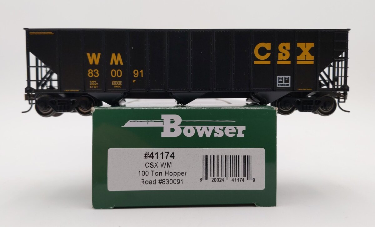 Bowser 41174 HO CSX/WM 100-Ton 3-Bay Hopper Executive Line #830091