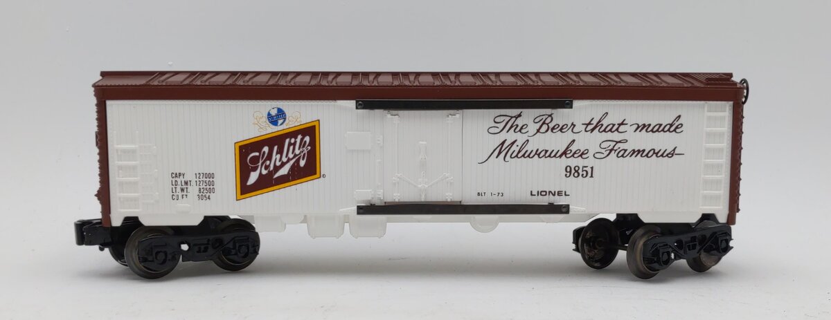 Lionel 6-9851 O Gauge Schlitz Billboard Reefer Car #9851 LN/Box