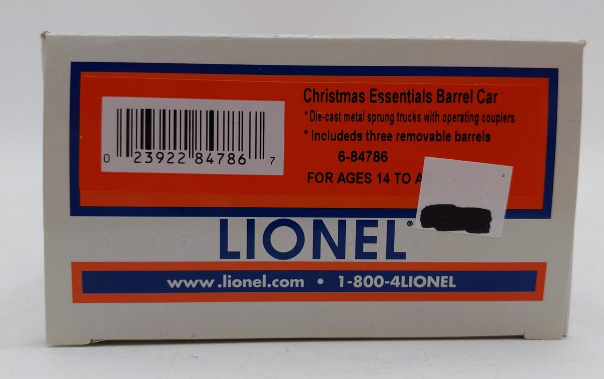 Lionel 6-84786 O Christmas Essentials Barrel Car LN/Box