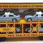 MTH 30-76679 O Frisco Auto Carrier Flat Car with BMW 7-Series Sedans