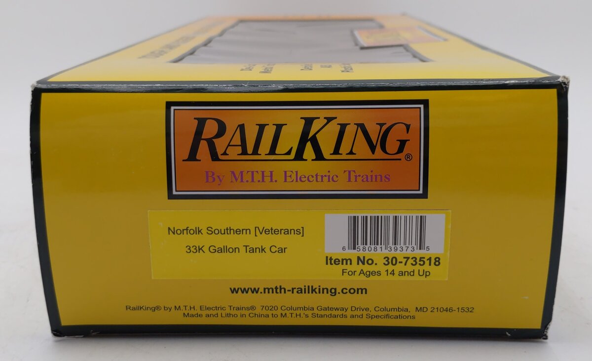 MTH 30-73518 O Norfolk Southern RailKing 33K Gallon Tank Car #490022 LN/Box