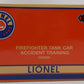 Lionel 2229260 O Plug-Expand-Play Firefighter Tank Car Accident Training