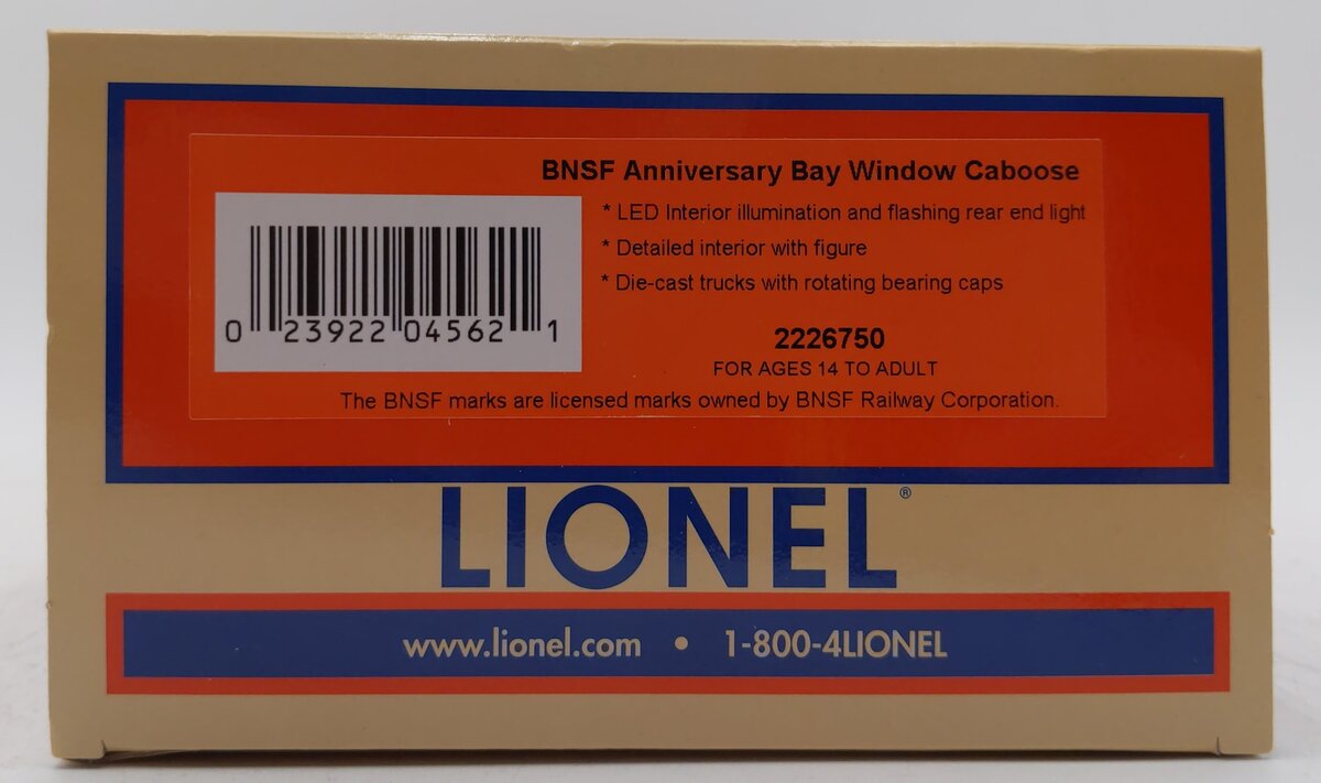 Lionel 2226750 O BNSF Anniversary Bay Window Caboose