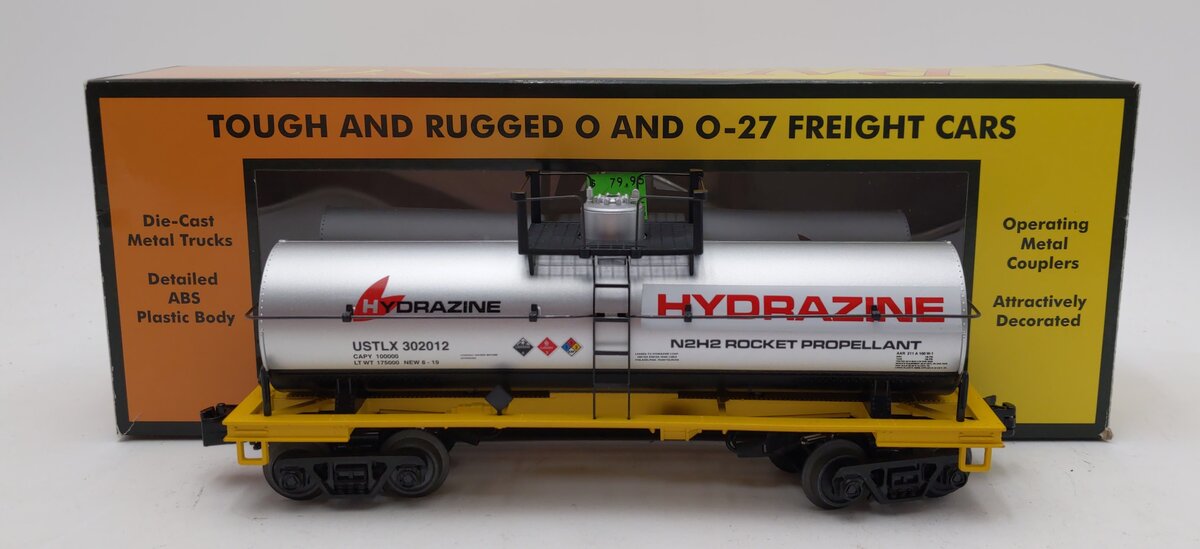 MTH 30-73549 O Gauge Hydrazine Corporation Smoking Tank Car #302012