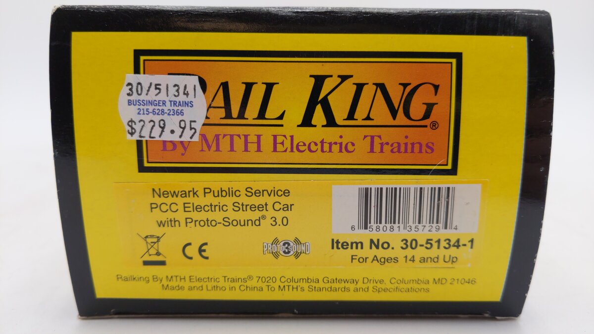 MTH 30-5134-1 Newark Public Service PCC Electric Street Car w/PS 3.0 #14