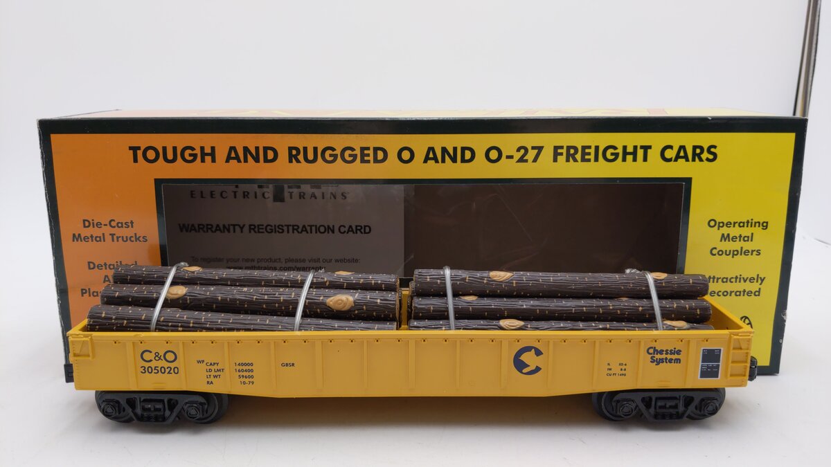 MTH 30-72222 O Gauge Chessie Gondola w/Log Load #305020