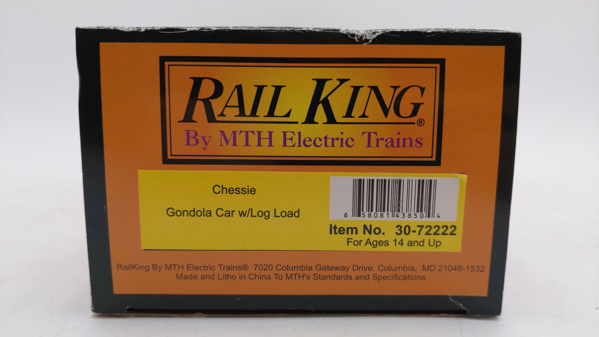 MTH 30-72222 O Gauge Chessie Gondola w/Log Load #305020