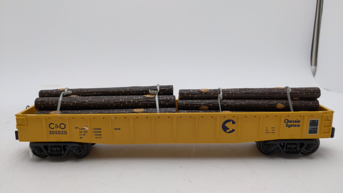 MTH 30-72222 O Gauge Chessie Gondola w/Log Load #305020