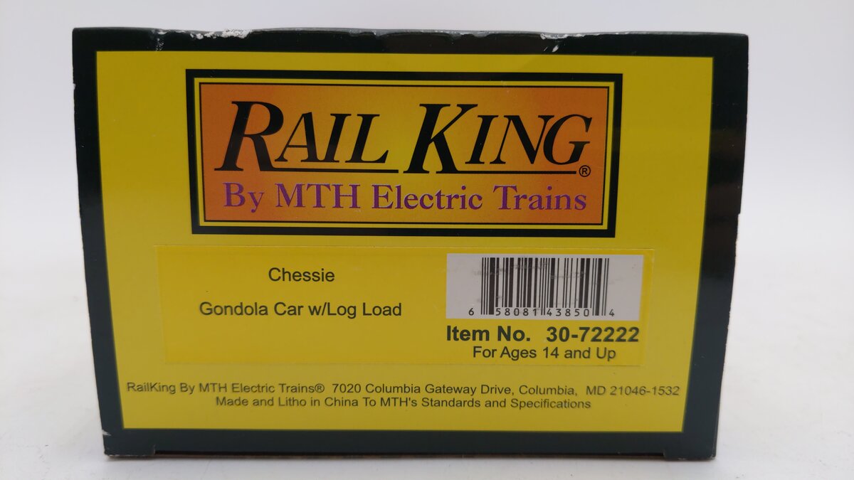 MTH 30-72222 O Gauge Chessie Gondola w/Log Load #305020