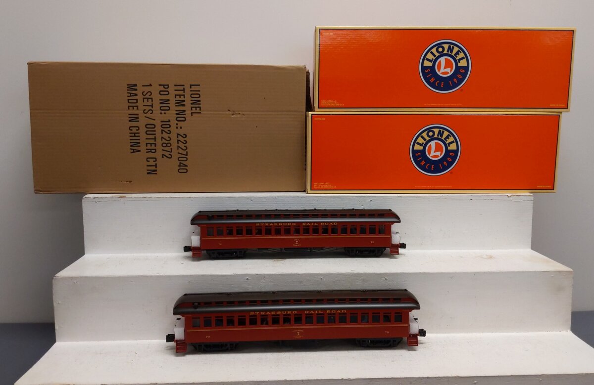 Lionel 2227040 O Strasburg Railroad 1990s Wood Coach Pack #2 (Pack of 2) LN/Box
