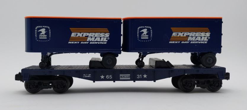 Lionel 6-6531 O Gauge Express Mail Flatcar with Piggyback Trailers LN/Box