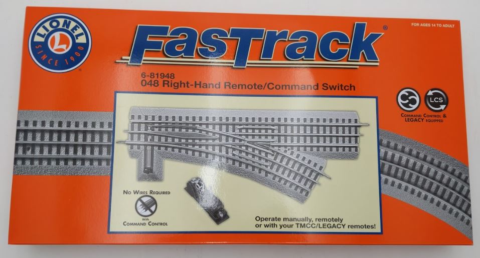 Lionel 6-81948 O Gauge O48 FasTrack Remote Right Hand Switch Turnout