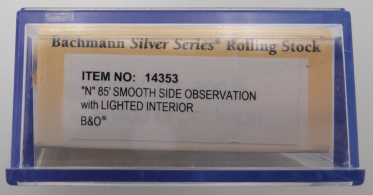Bachmann 14553 N Baltimore & Ohio 85' Observation Car with Lighted Interior