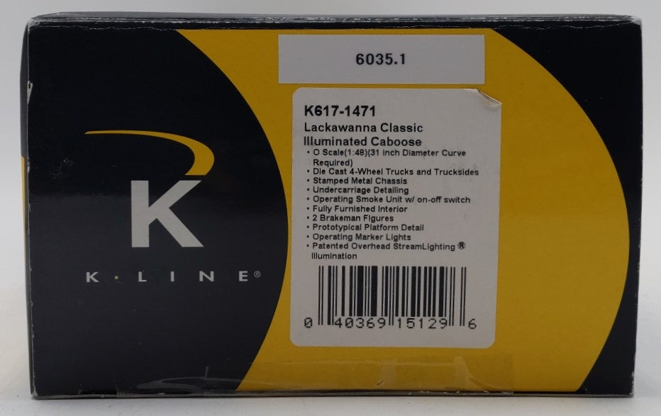 K-Line K617-1471 O Gauge Lackawanna Steel Illuminated Caboose #1471 LN/Box