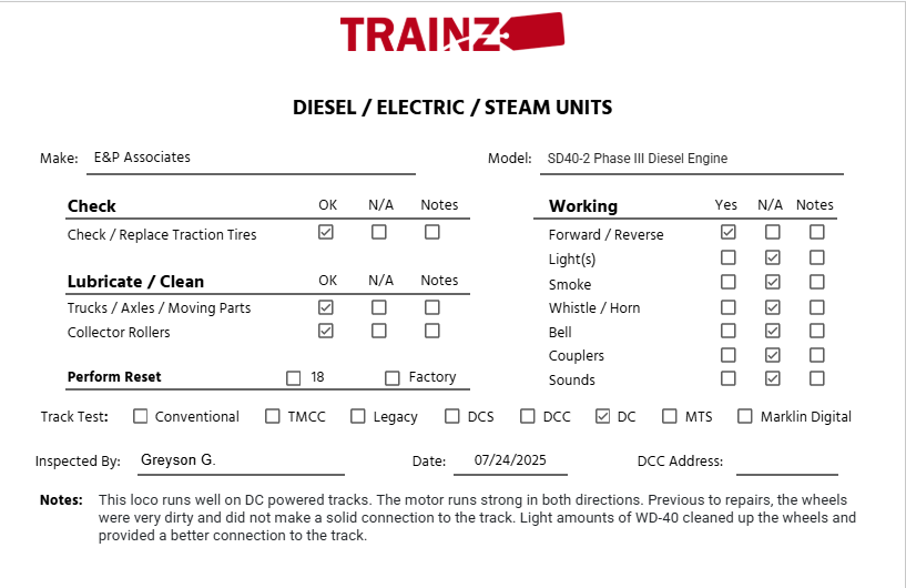 E&P Associates HO BRASS Union Pacific SD40-2 Phase III Diesel Engine EX/Box