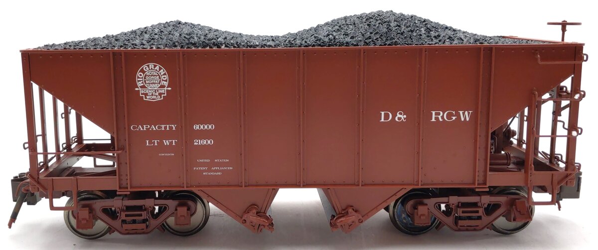 Bachmann 88998 G Scale D&RGW 2-Bay Steel Hopper w/Metal Wheels
