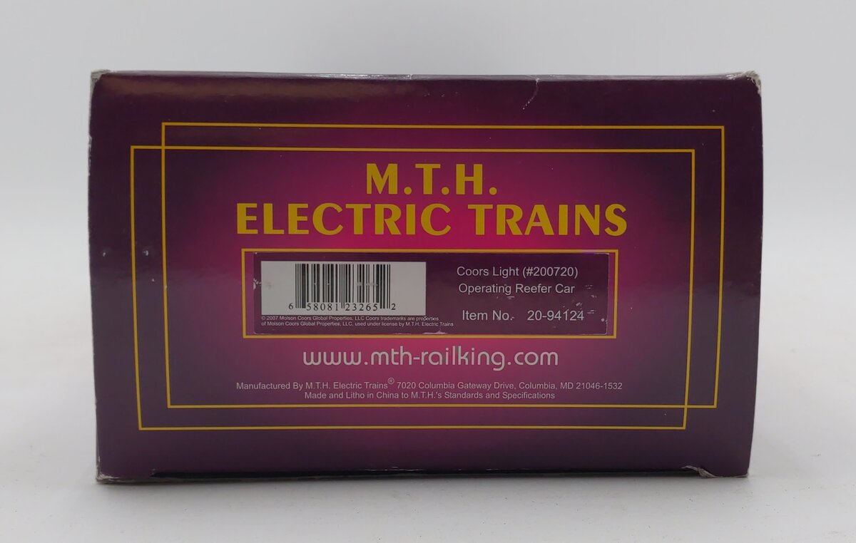 MTH 20-94124 O Coors Light Operating Refrigerator Car #200720 LN/Box