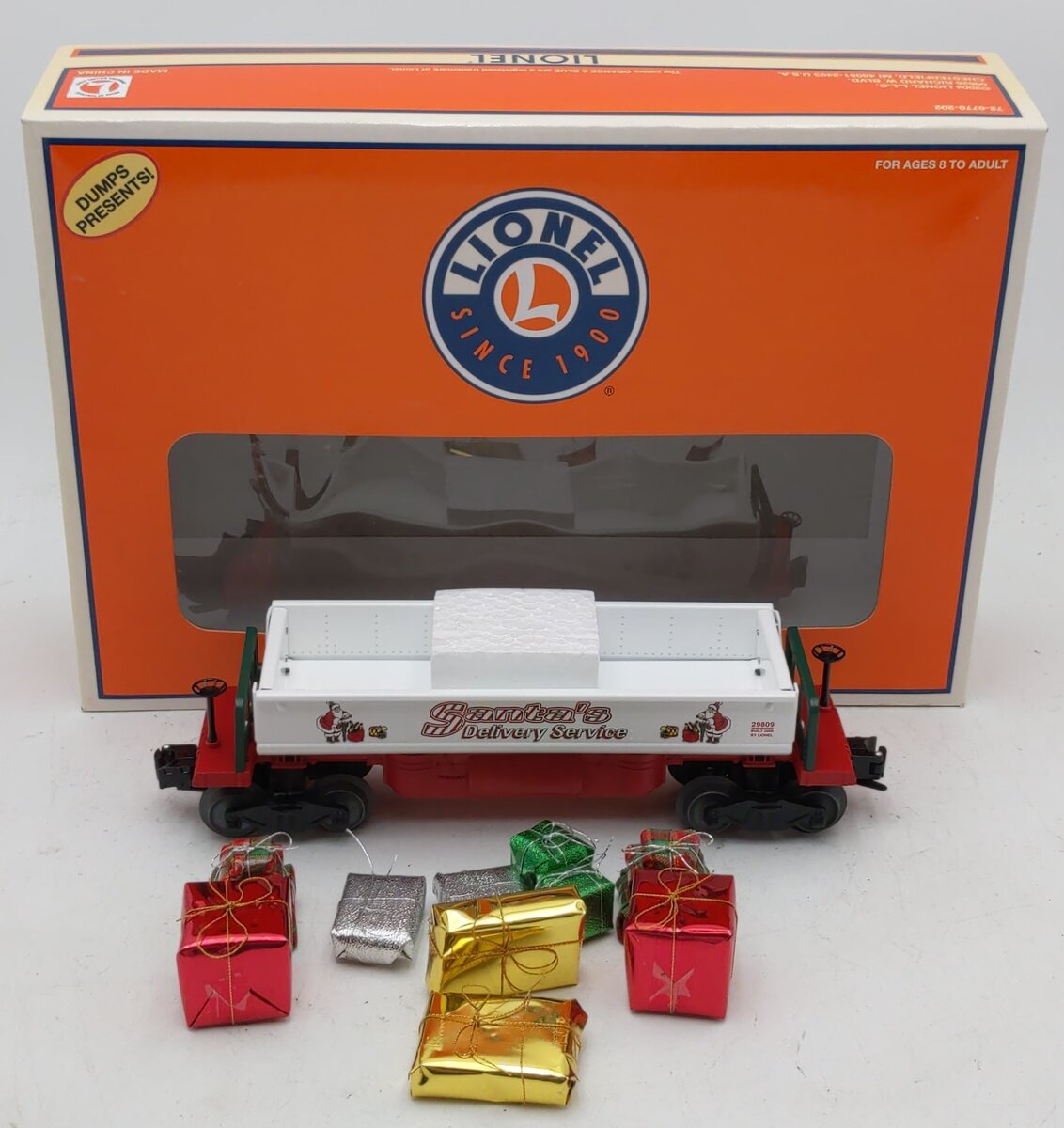 Lionel 6-29809 O Christmas Operating Dump Car LN/Box