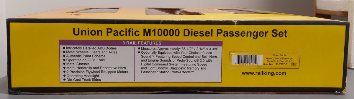 MTH 30-2197-1 O Gauge Union Pacific M10000 Diesel Passenger Train Set w/PS2 LN/Box