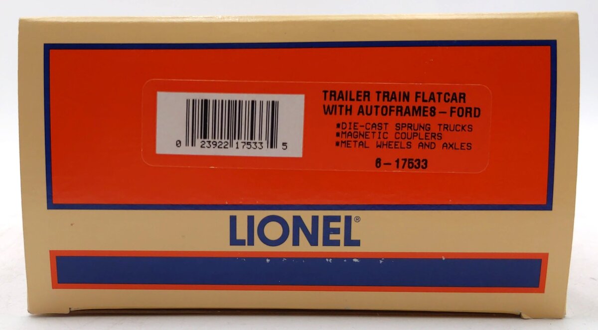 Lionel 6-17533 O Gauge Ford Trailer Train Flatcar with Auto frames