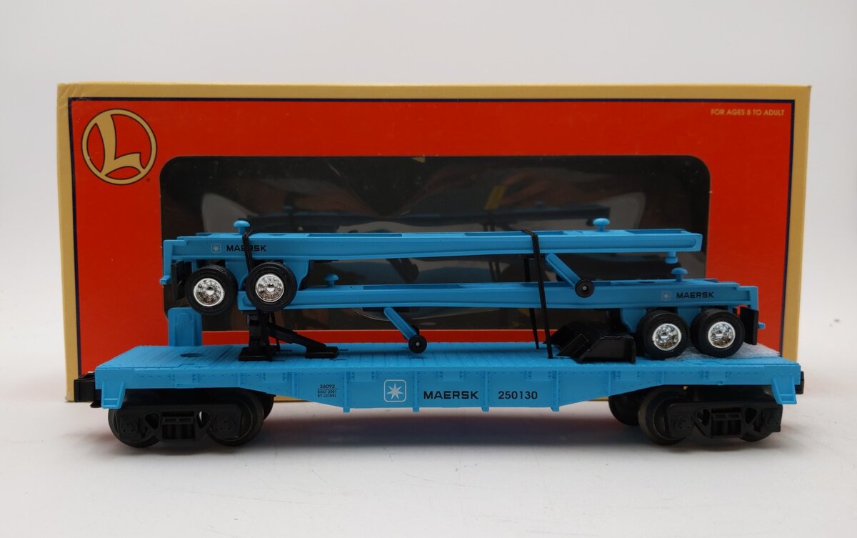 Lionel 6-36092 O Gauge Maersk Flat w/Diecast Trailers #250130 NIB