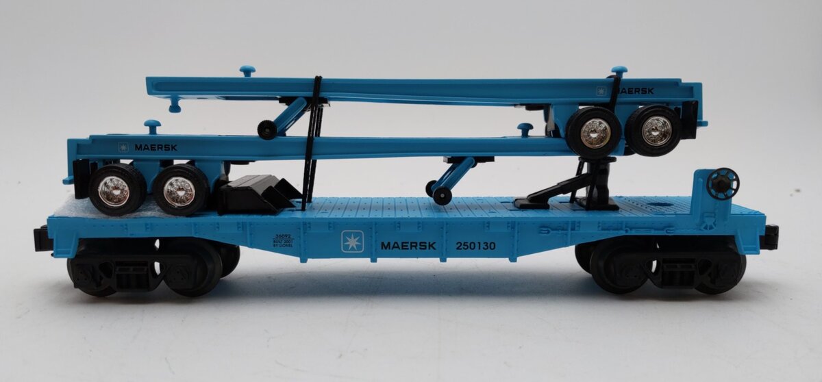 Lionel 6-36092 O Gauge Maersk Flat w/Diecast Trailers #250130 NIB