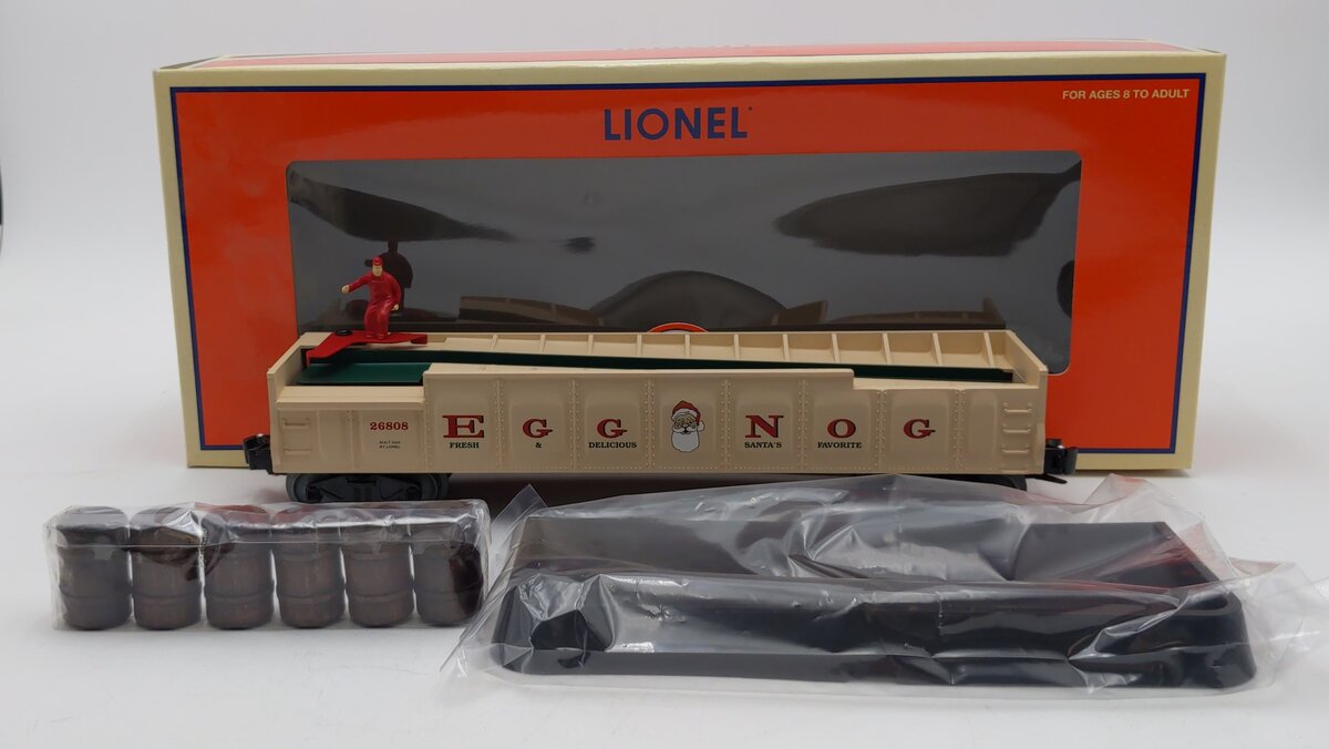 Lionel 6-26808 O Gauge Egg Nog Operating Barrel Car #26808 LN/Box