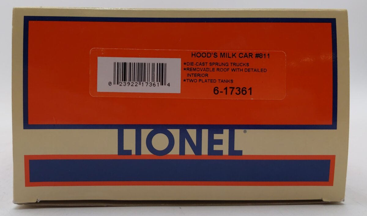 Lionel 6-17361 O Gauge Hood's Woodside Billboard Milk Car #811 LN/Box