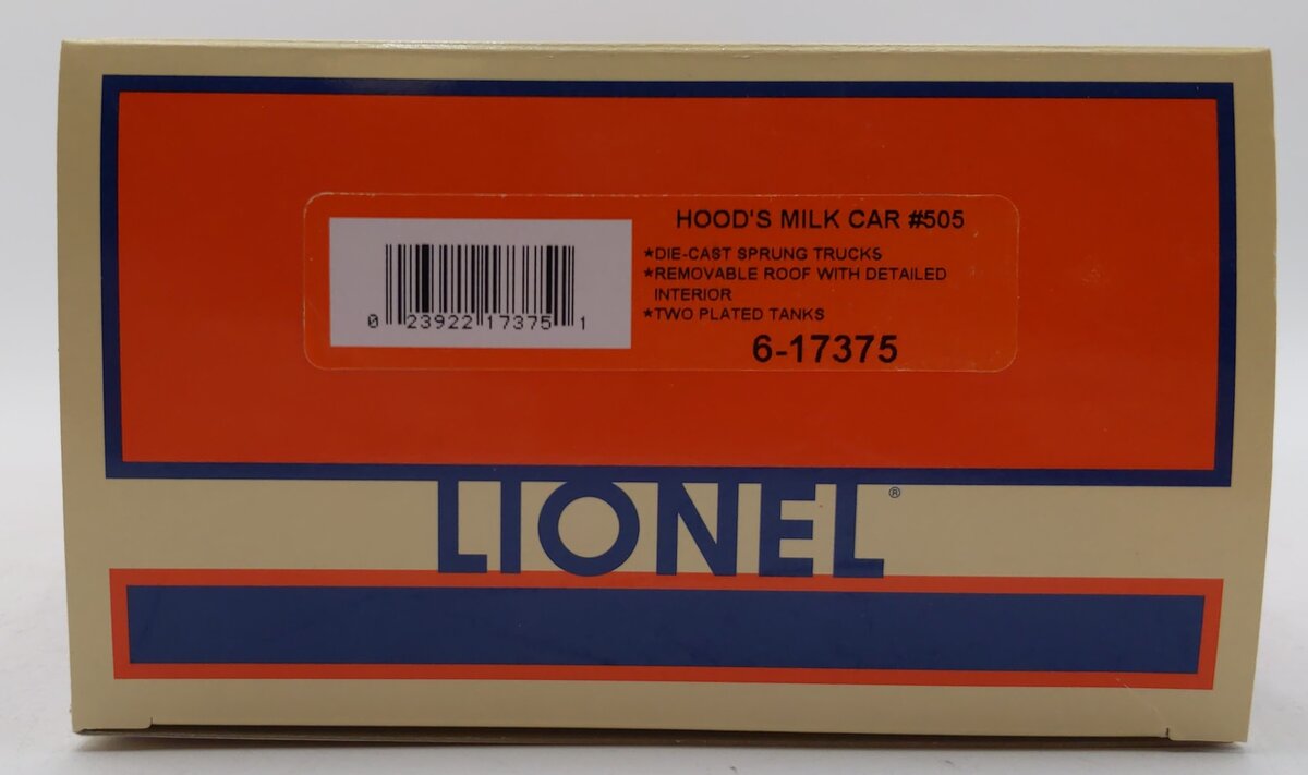 Lionel 6-17375 O Gauge Hood's Milk Refrigerator Car #505 LN/Box