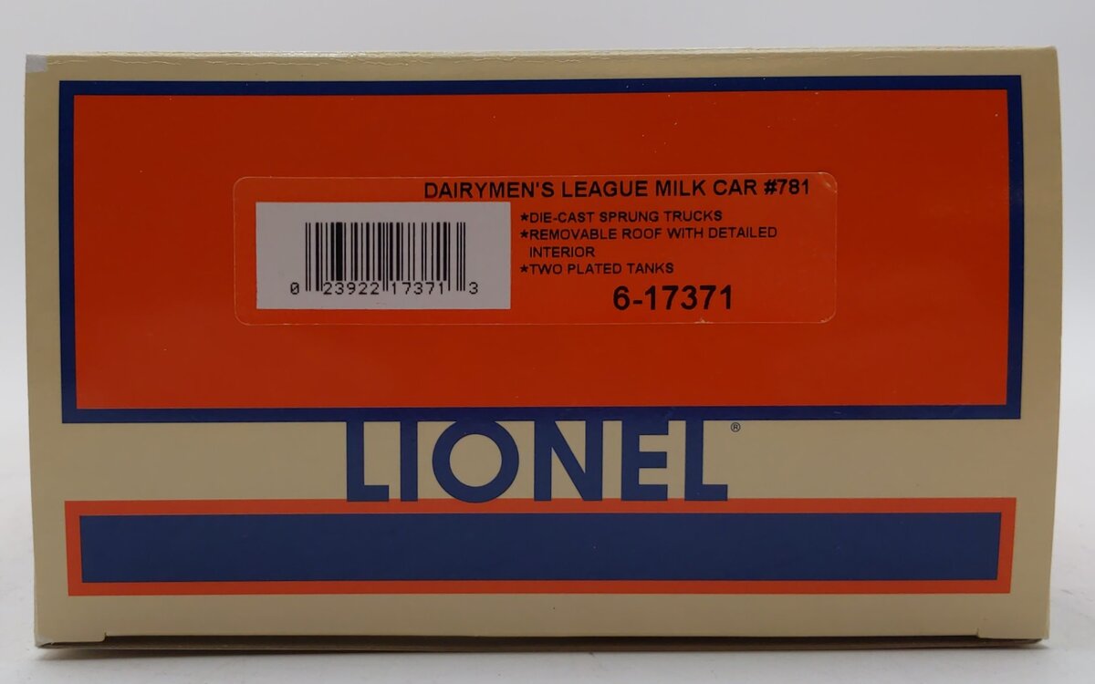 Lionel 6-17371 O Dairyman's League Woodside Milkcar #781
