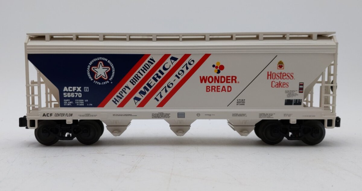 Lionel 6-17157 O Gauge Wonder Bread 3-Bay Hopper Car #56670 LN/Box