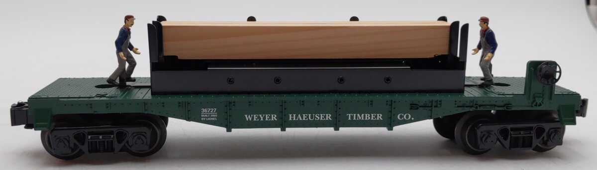 Lionel 6-36727 O Gauge Weyerhaeuser "Moe And Joe" Operating Lumber Car NIB