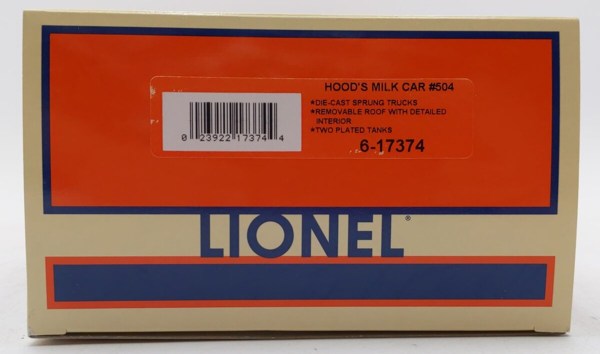 Lionel 6-17374 O Hood's Woodside Billboard Milk Car #504 LN/Box