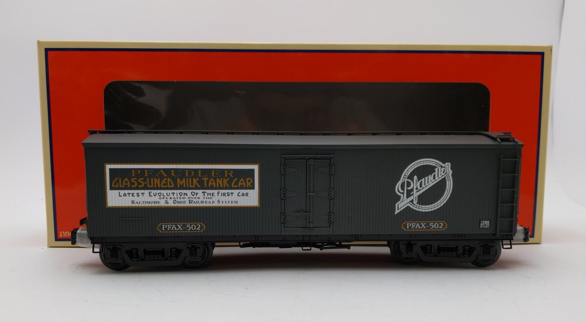 Lionel 6-17362 O Gauge Pfaudler Milk Billboard Refrigerator Car #502